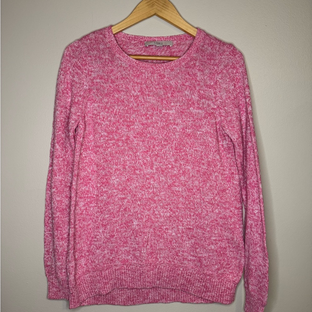 LOFT Pink Marled Crew Neck‎ Sweater Size Small